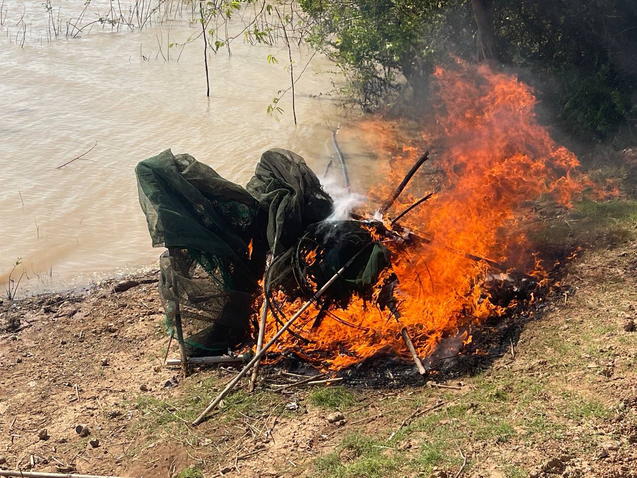 You are currently viewing អនុរដ្ឋលេខាធិការក្រសួងកសិកម្ម រុក្ខាប្រមាញ់ និងនេសាទ បានដឹកនាំកម្លាំងខណ្ឌរដ្ឋបាលជលផលត្បូងឃ្មុំ បង្ក្រាបឧប្បករណ៍នេសាទខុសច្បាប់ លូស្បៃមុង